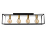 Lucide RUBEN - Plafonnier - 4xE27 - Noir - L 90 x P 20 x H 22,5 cm