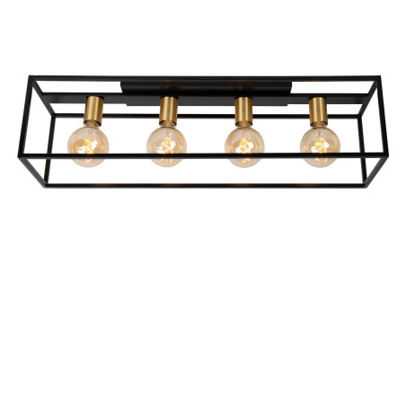 Lucide RUBEN - Plafonnier - 4xE27 - Noir - L 90 x P 20 x H 22,5 cm