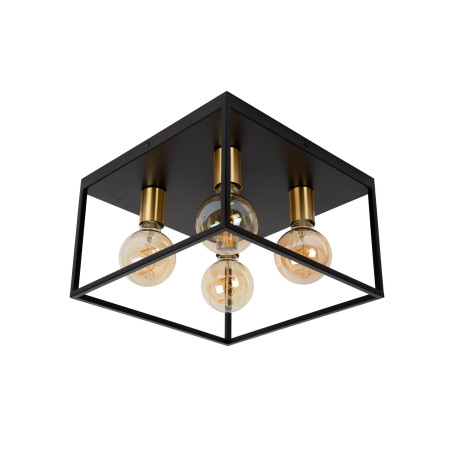Lucide RUBEN - Plafonnier - 4xE27 - Noir - L 36 x P 36 x H 22 cm