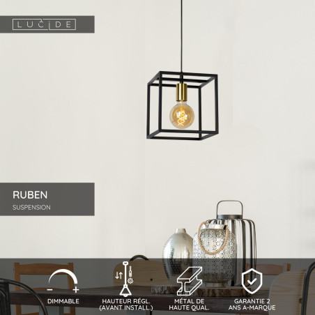 Lucide RUBEN - Suspension - 1xE27 - Noir
