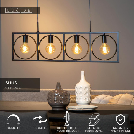 Lucide SUUS - Suspension - 4xE27 - Noir