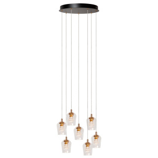 Lucide BERLIANE - Suspension - Ø 39 cm - LED Dim. - 7x4W 2700K - Avec module LED remplaçable - Transparent - Essential