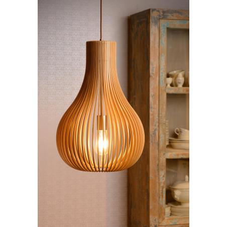 Lucide BODO - Suspension - Ø 38 cm - 1xE27 - Bois clair