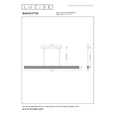 Lucide BANNISTER - Suspension - LED Dim. - CCT - 1x30W 2200K/3000K - Bois clair - Vibes