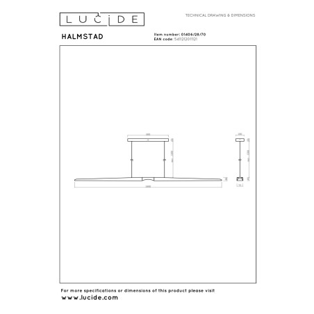 Lucide HALMSTAD - Suspension - LED Dim. - CCT - 1x28W 2200K/4000K - Aspect bois - Vibes