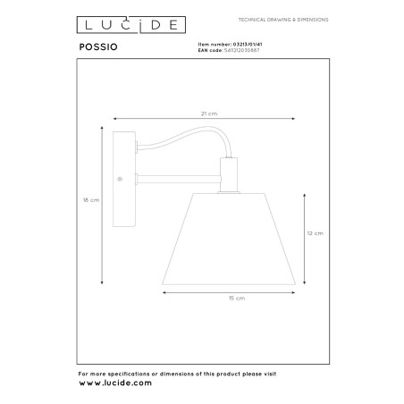 Lucide POSSIO - Applique murale - 1xE14 - Gris