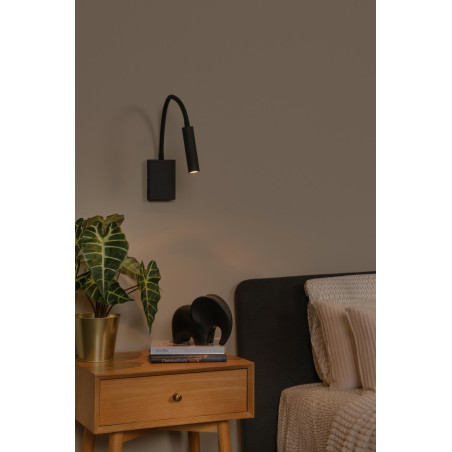 Lucide ALEC - Spot mural / Applique mural - LED 3 StepDim - G9 - 1x3W 2700K - Des anneaux interchangeables inclus - Noir