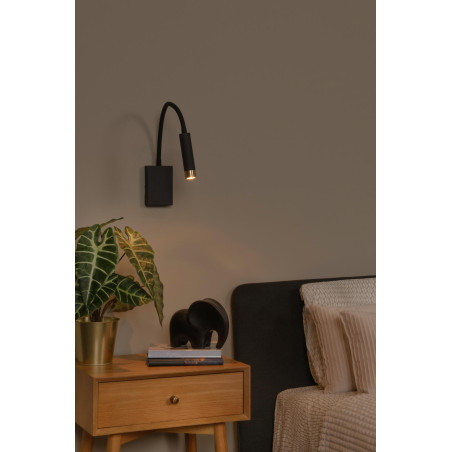 Lucide ALEC - Spot mural / Applique mural - LED 3 StepDim - G9 - 1x3W 2700K - Des anneaux interchangeables inclus - Noir