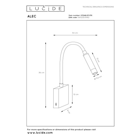 Lucide ALEC - Spot mural / Applique mural - LED 3 StepDim - G9 - 1x3W 2700K - Des anneaux interchangeables inclus - Noir
