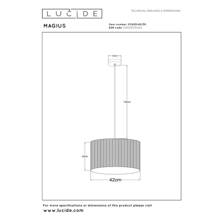Lucide MAGIUS - Suspension - Ø 42 cm - 1xE27 - Naturel