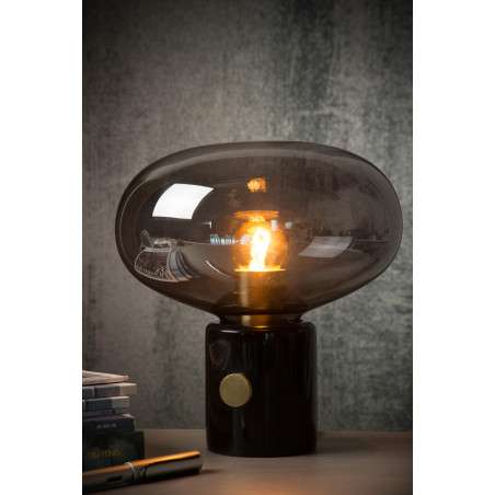 Lucide CHARLIZE - Lampe de table - Ø 23 cm - 1xE27 - Noir