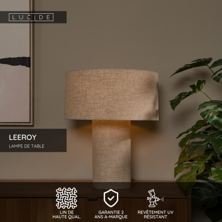 Lucide LEEROY - Lampe de table - 1xE27 - Taupe