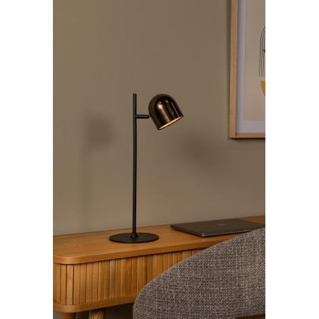 Lucide SKANSKA RECH - Lampe de bureau Rechargeable Intérieur/Extérieur - - L 21 x P 16 x H 46 cm - Café / Noir