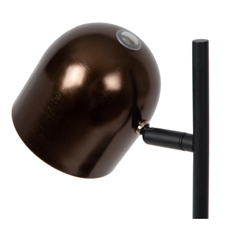 Lucide SKANSKA RECH - Lampe de bureau Rechargeable Intérieur/Extérieur - - L 21 x P 16 x H 46 cm - Café / Noir