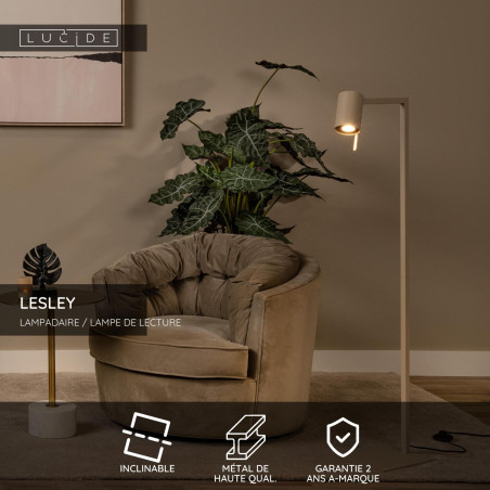 Lucide LESLEY - Lampadaire / lampe de lecture - 1xGU10 (MR16) - Taupe