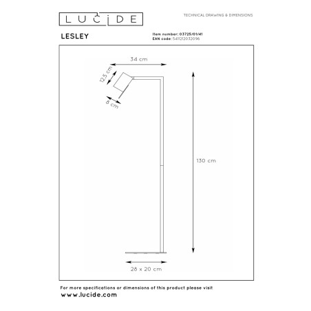Lucide LESLEY - Lampadaire / lampe de lecture - 1xGU10 (MR16) - Taupe