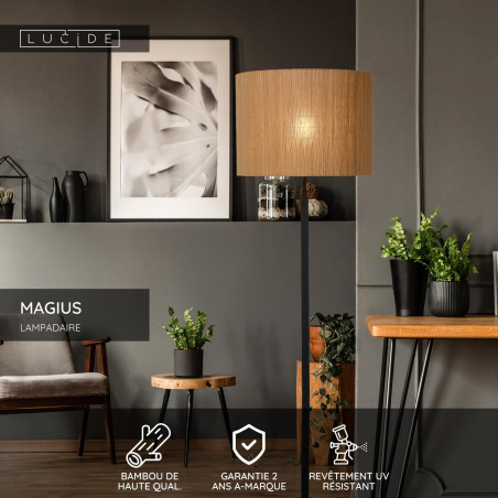Lucide MAGIUS - Lampadaire - Ø 42 cm - 1xE27 - Naturel