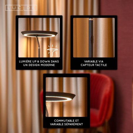 Lucide CELESTE - Lampadaire - Ø 28 cm - LED Dim. - 1x21W 2700K - Noir