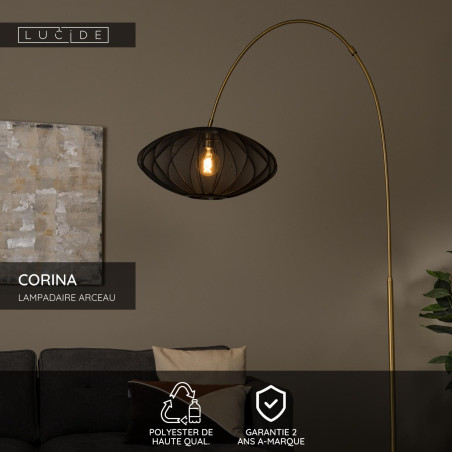 Lucide CORINA - Lampadaire arceau - 1xE27 - Noir