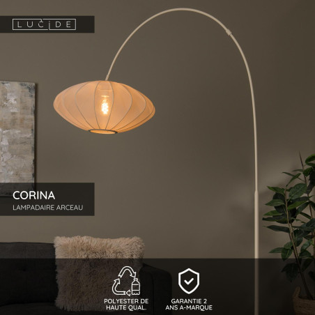 Lucide CORINA - Lampadaire arceau - 1xE27 - Crème
