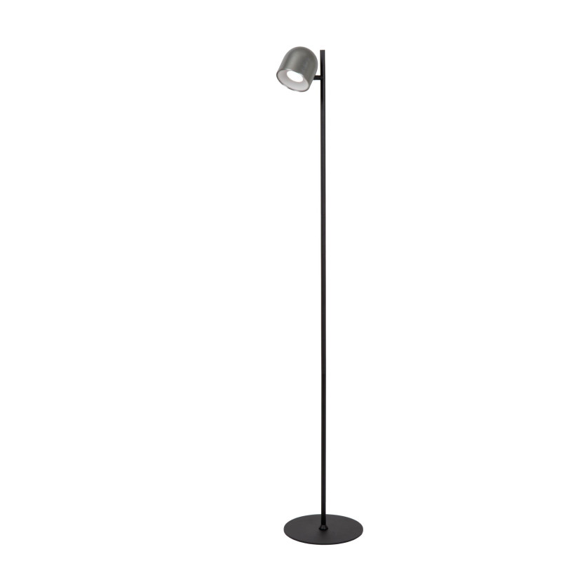 Lucide SKANSKA RECH - Lampadaire Rechargeable Intérieur/Extérieur - Batterie/Piles - Ø 23 cm - LED - H 137 cm - Fer gris / Noir