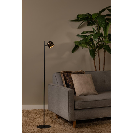 Lucide SKANSKA RECH - Lampadaire Rechargeable Intérieur/Extérieur - Batterie/Piles - Ø 23 cm - LED - H 137 cm - Café / Noir