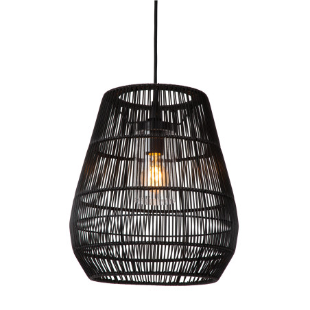Lucide NERIDA - Suspension Intérieur/Extérieur - Ø 35 cm - 1xE27 - IP44 - Convient aux mezzanines et plafonds hauts - Noir