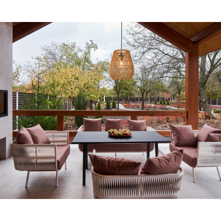Lucide NERIDA - Suspension Intérieur/Extérieur - Ø 35 cm - 1xE27 - IP44 - Convient aux mezzanines et plafonds hauts - Naturel