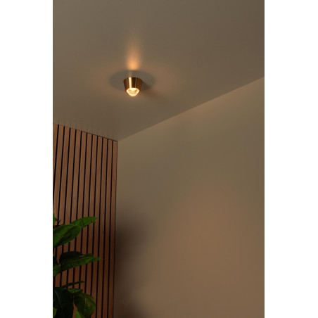 Lucide RIGON - Plafonnier - Ø 9 cm - LED - 1x7W 3000K - Or Mat / Laiton