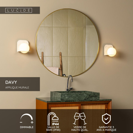 Lucide DAVY - Applique murale Salle de bains - 1xG9 - IP44 - Gris