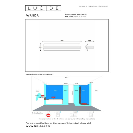 Lucide WANDA - Applique murale Salle de bains - LED - 1x15W 3000K - IP44 - Noir