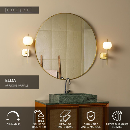 Lucide ELDA - Applique murale Salle de bains - 1xG9 - IP44 - Or Mat / Laiton