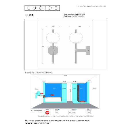 Lucide ELDA - Applique murale Salle de bains - 1xG9 - IP44 - Noir