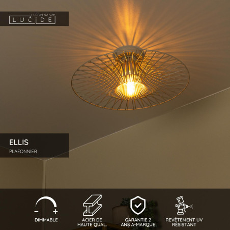 Lucide ELLIS - Plafonnier - Ø 50 cm - 1xE27 - Taupe - Essential