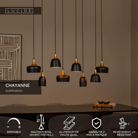 Lucide CHAYANNE - Suspension - 8xE14 - Noir