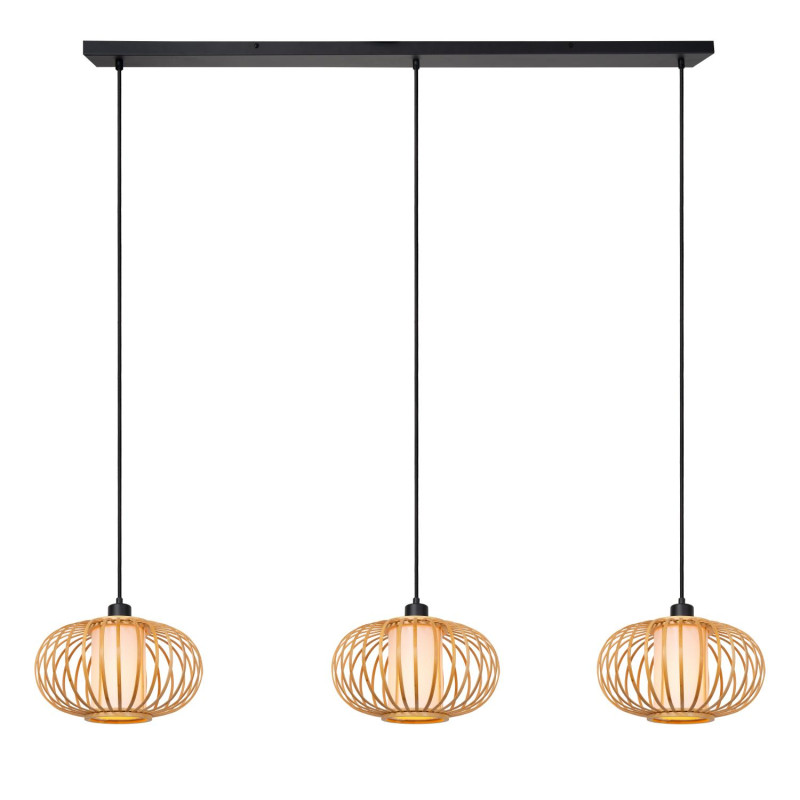 Lucide THULINE - Suspension - 3xE27 - Bois clair - Essential
