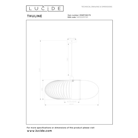 Lucide THULINE - Suspension - Ø 60 cm - 1xE27 - Bois clair - Essential