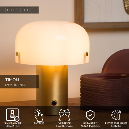 Lucide TIMON - Lampe de table - 1xE14 - Or Mat / Laiton