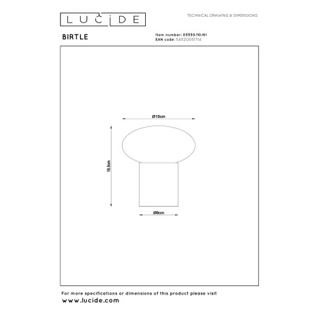 Lucide BIRTLE - Lampe de table - 1xG9 - Opalin - L 15 x P 15 x H 23 cm