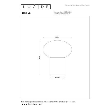 Lucide BIRTLE - Lampe de table - 1xG9 - Opalin - L 20 x P 20 x H 38 cm