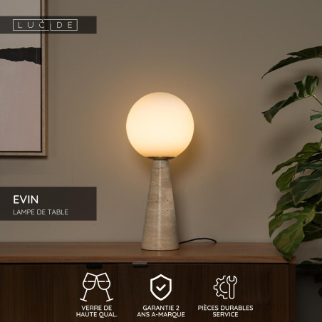 Lucide EVIN - Lampe de table - 1xE27 - Opalin