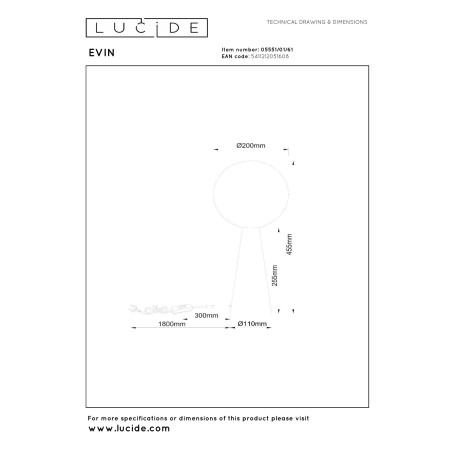 Lucide EVIN - Lampe de table - 1xE27 - Opalin