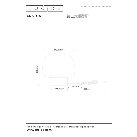 Lucide ANSTON - Lampe de table - 1xE14 - Opalin