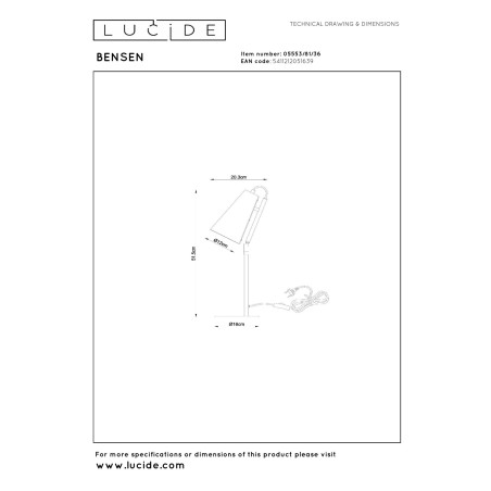Lucide BENSEN - Lampe de table - 1xE14 - Gris