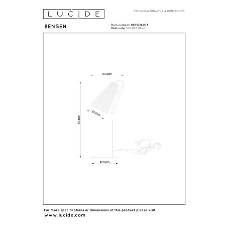 Lucide BENSEN - Lampe de table - 1xE14 - Naturel