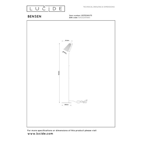 Lucide BENSEN - Lampadaire - 1xE14 - Naturel