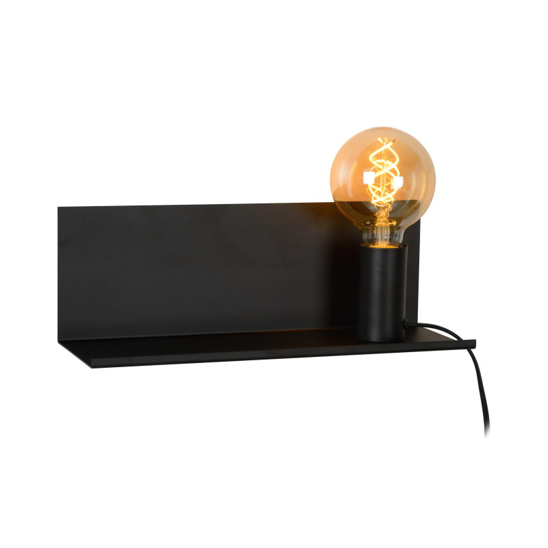 Lucide SEBO - Lampe de chevet / Applique mural - 1xE27 - Noir