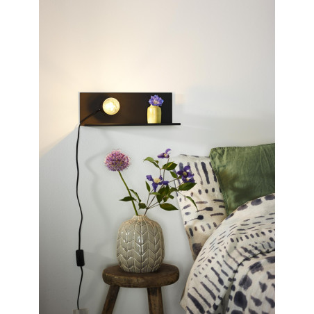 Lucide SEBO - Lampe de chevet / Applique mural - 1xE27 - Noir