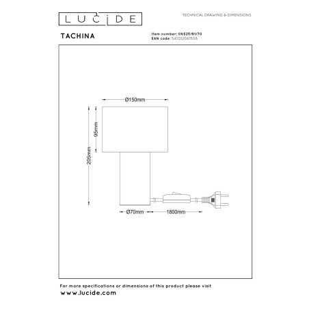 Lucide TACHINA - Lampe de table - 1xE14 - Naturel