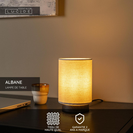 Lucide ALBANE - Lampe de table - Ø 12 cm - 1xE14 - Aspect bois - Essential